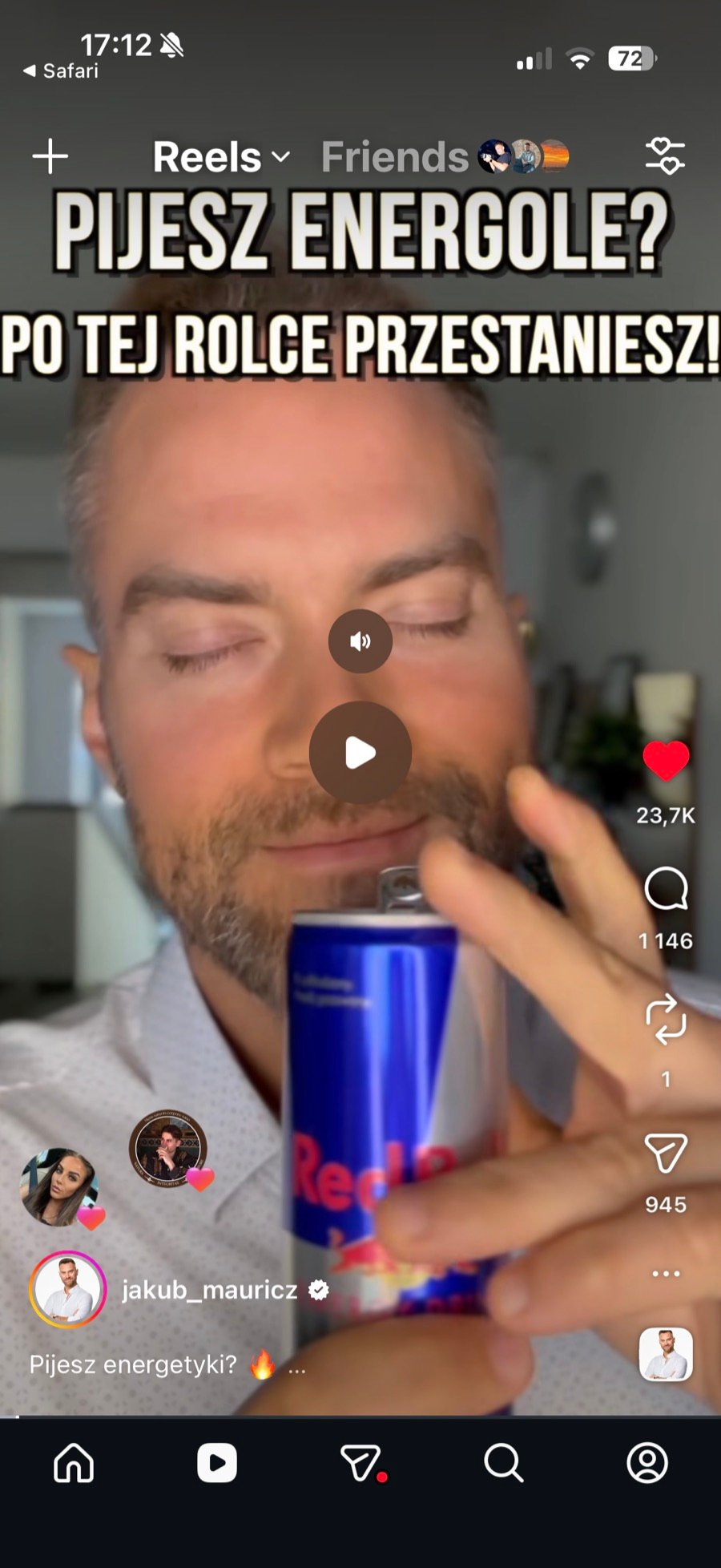 Rolka Jakuba Mauricza na Instagramie — 2,9 mln wyświetleń